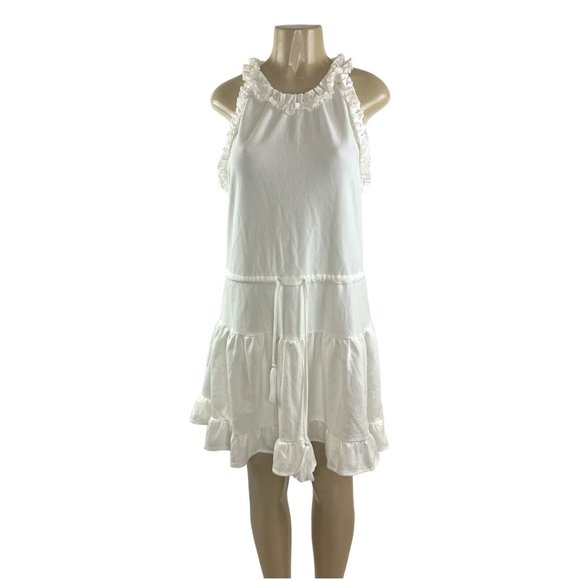 Sundays Larissa Dress Size L White Sleeveless Ruffled Drawstring Anthropologie - Picture 3 of 11